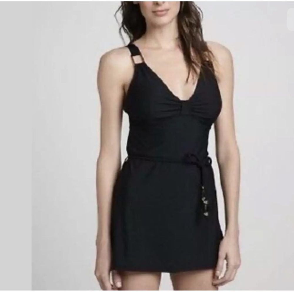 Spanx Grecian Tie Waist Swim Dress Underwire
